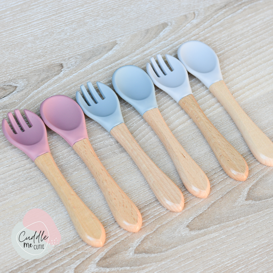 Silicone Wooden Spoon and Fork set