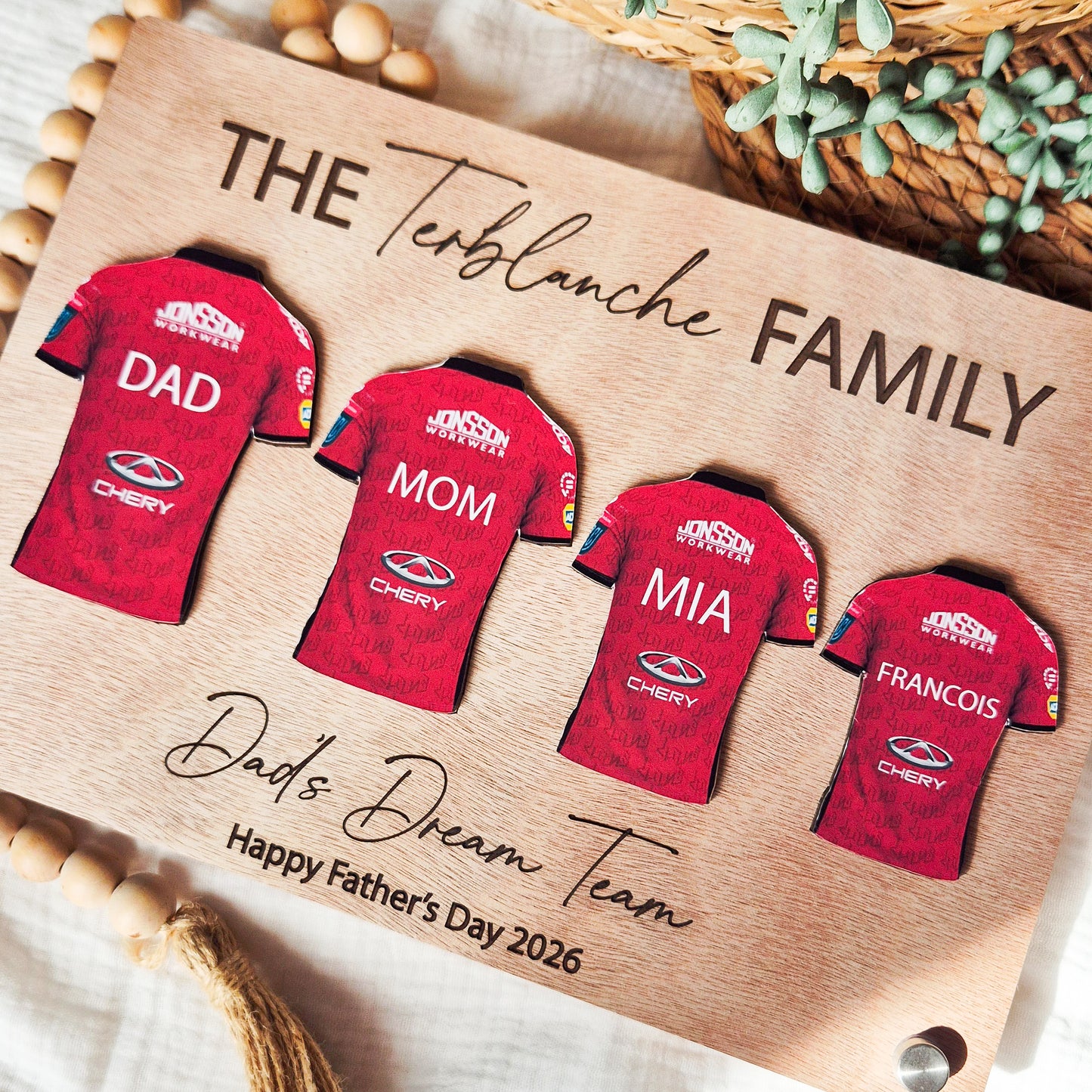Dad’s dream team plaque
