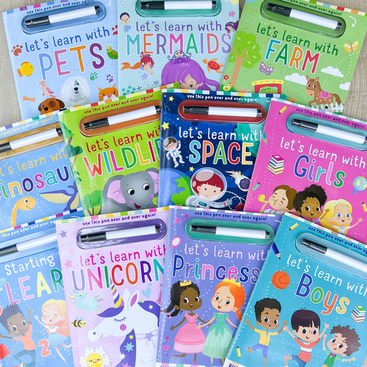 Let’s Learn toddler activity books (Wipe Clean- reusable)