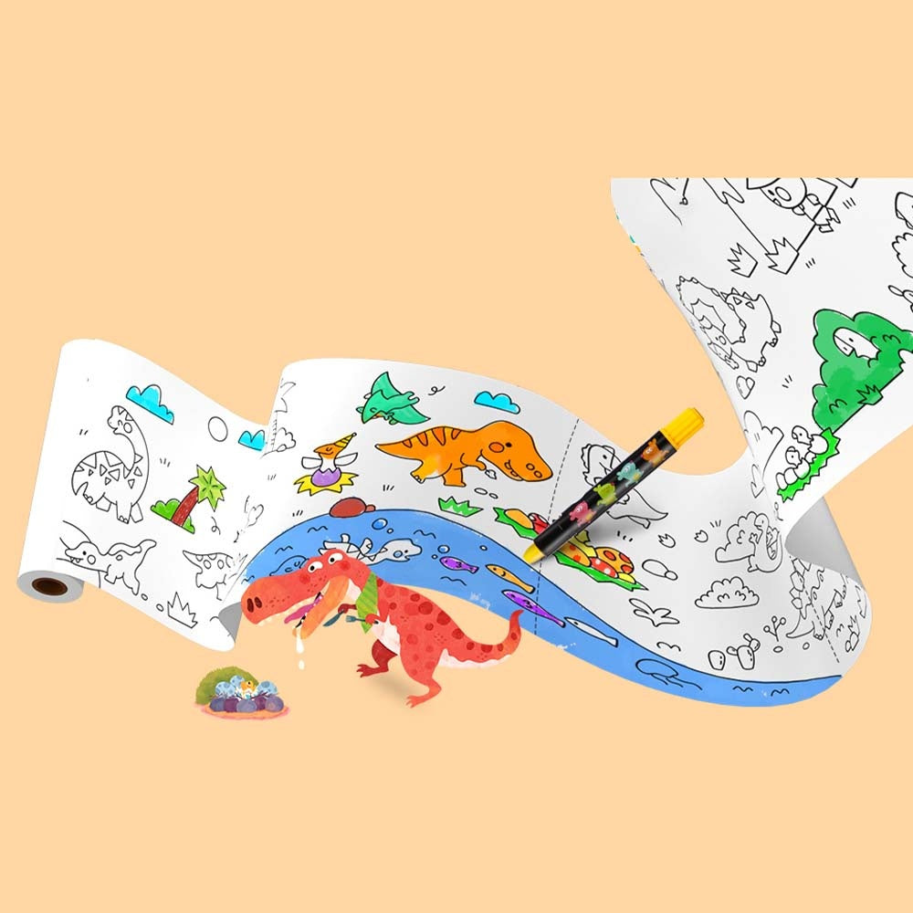 Colouring Paper Roll - Tear & Stick - Dinosaur Adventures