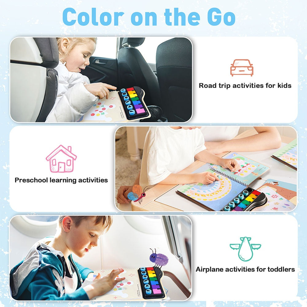 Finger Paint Stamp Book - Colouring Activity with Paint Pads & 6 Stamps