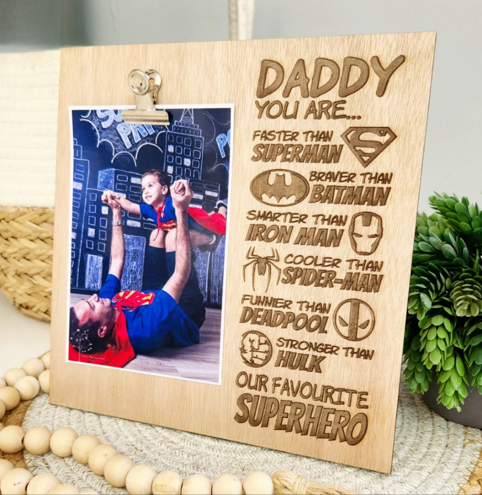 Dad SuperHero Photo Plaque