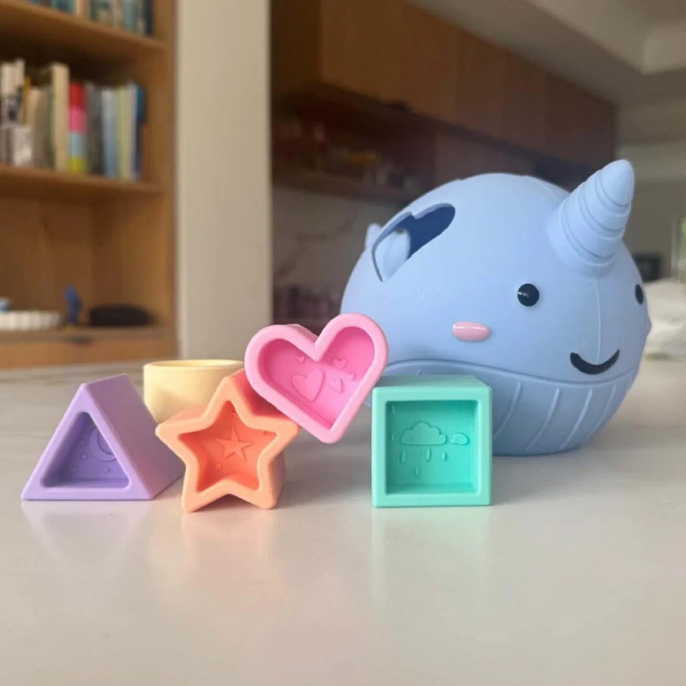 Narwhal Silicone Shape Sorter - Pastel