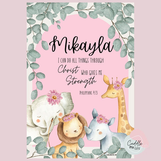 Pink Safari name blanket