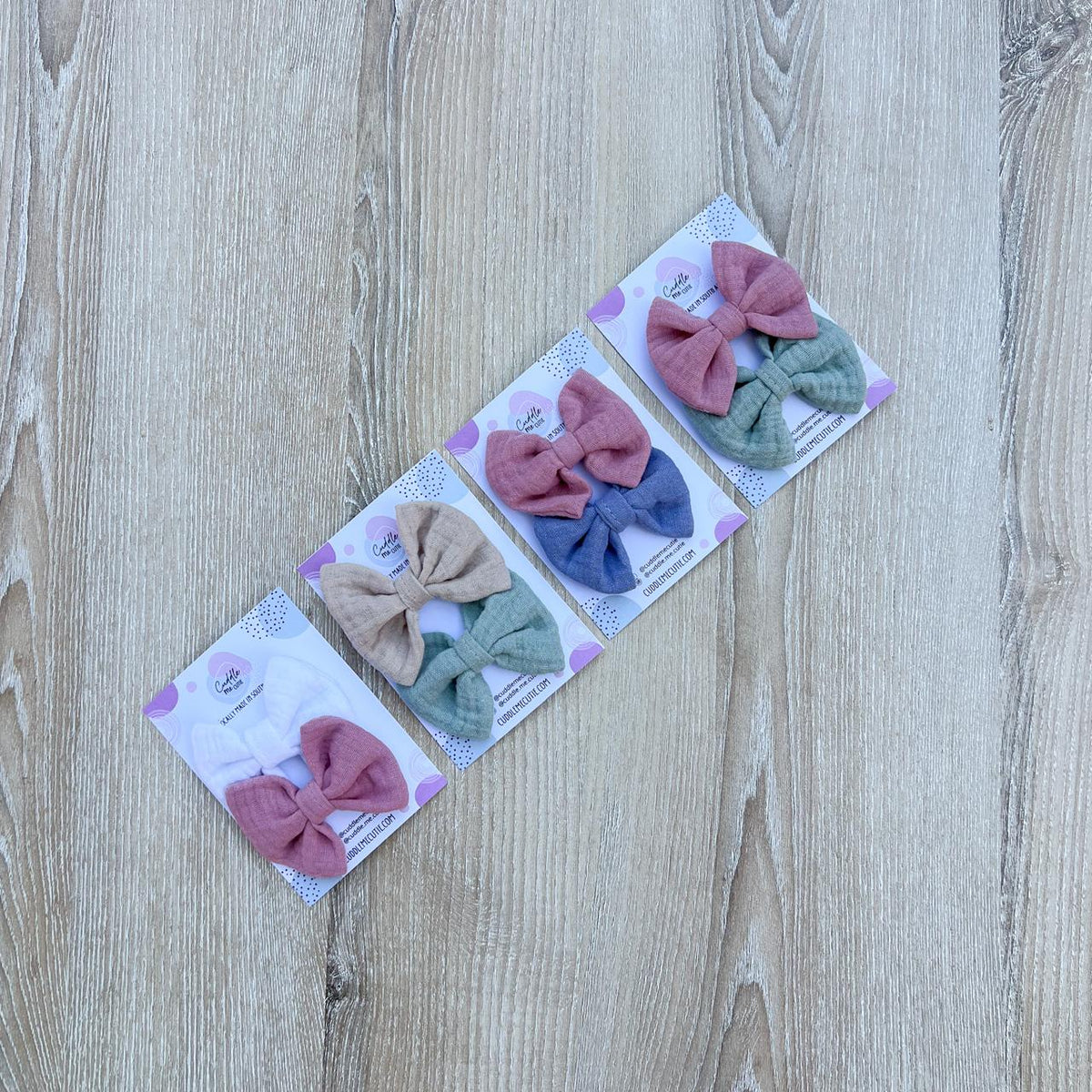Muslin Bows - Hair clips- 2 pack