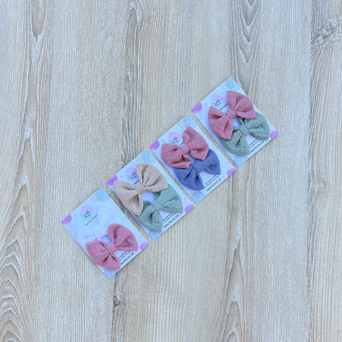 Muslin Bows - Hair clips- 2 pack