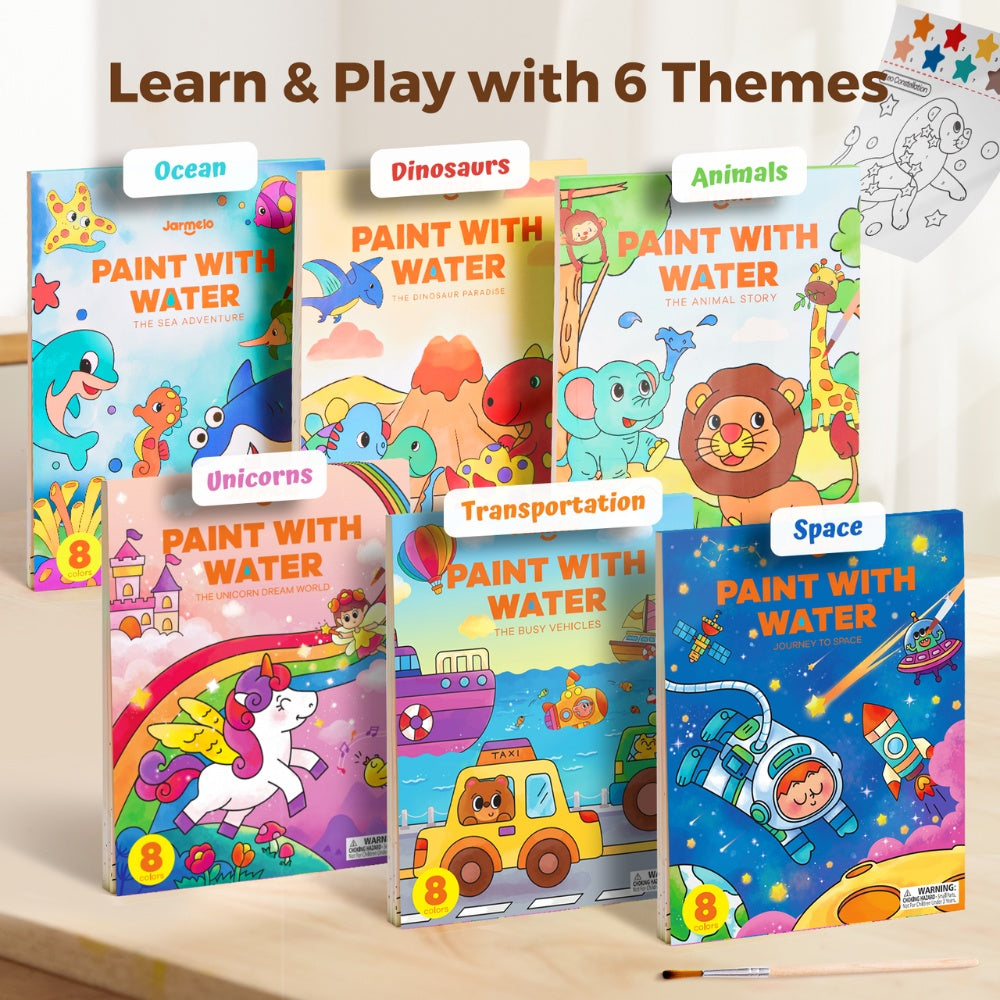Watercolour Painting Book - 20 Pages & Paint Brush - Unicorns