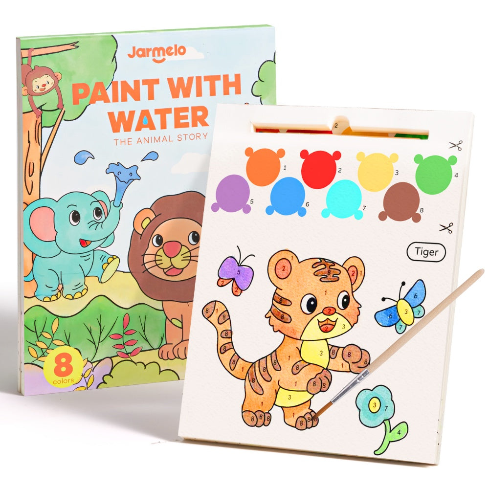 Watercolour Painting Book - 20 Pages & Paint Brush - Animals