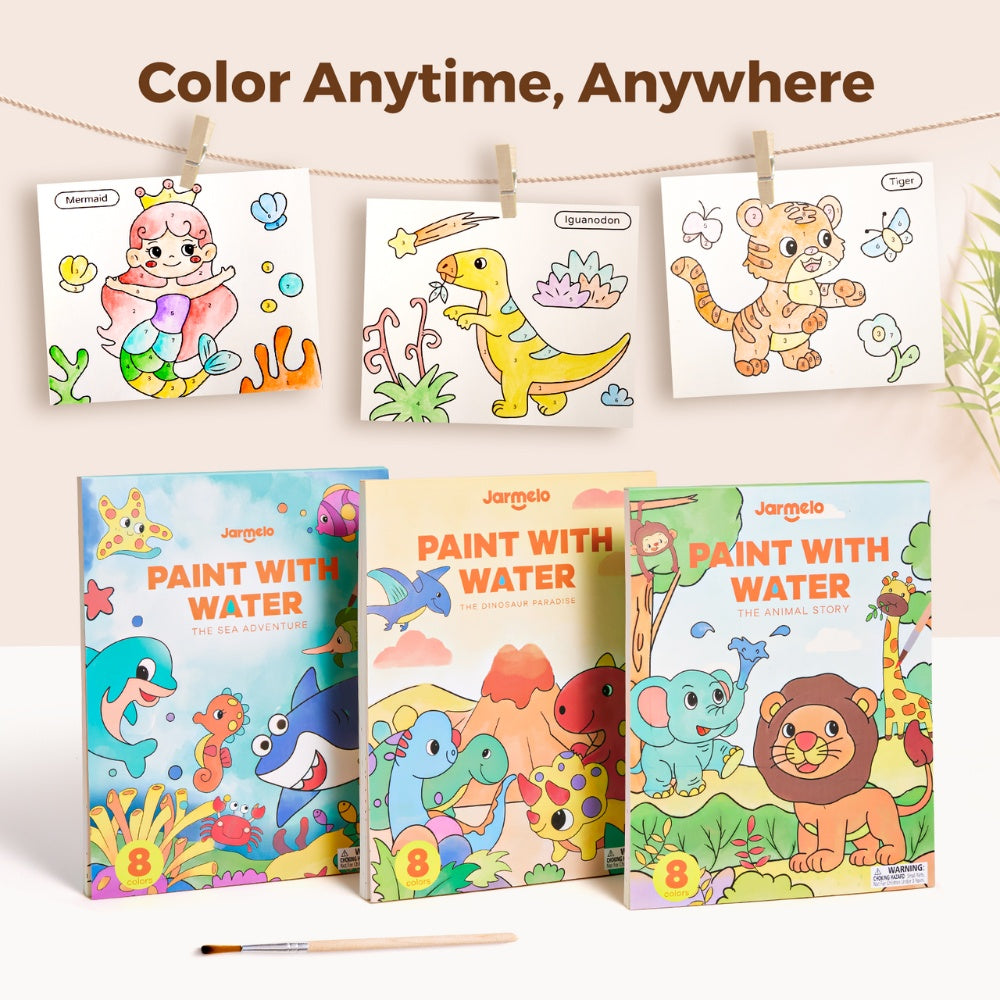 Watercolour Painting Book - 20 Pages & Paint Brush - Animals
