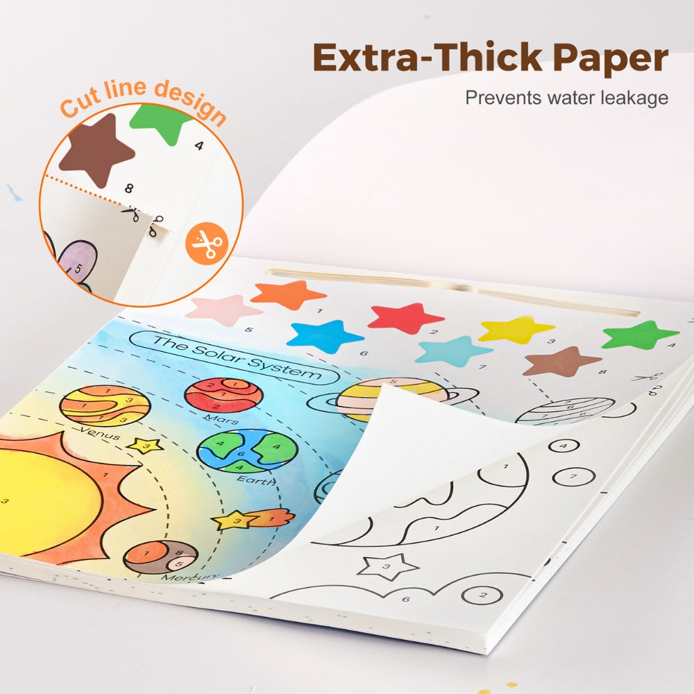 Watercolour Painting Book - 20 Pages & Paint Brush - Space