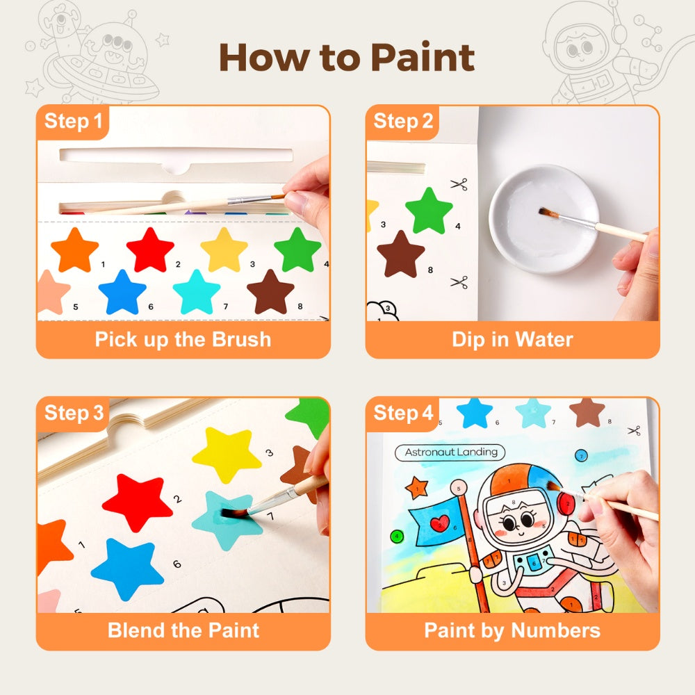 Watercolour Painting Book - 20 Pages & Paint Brush - Space